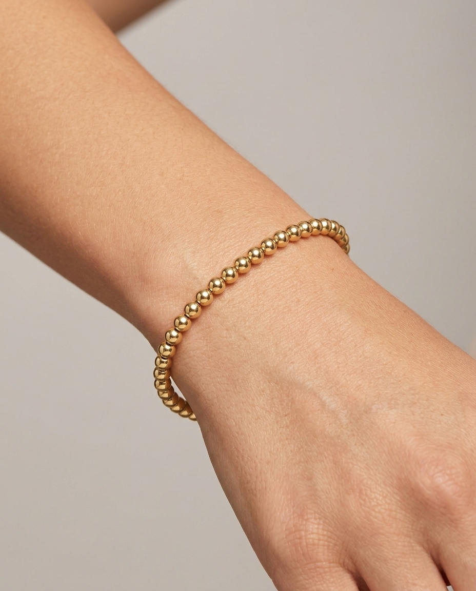 14KT Yellow Gold Ball Bracelet on model