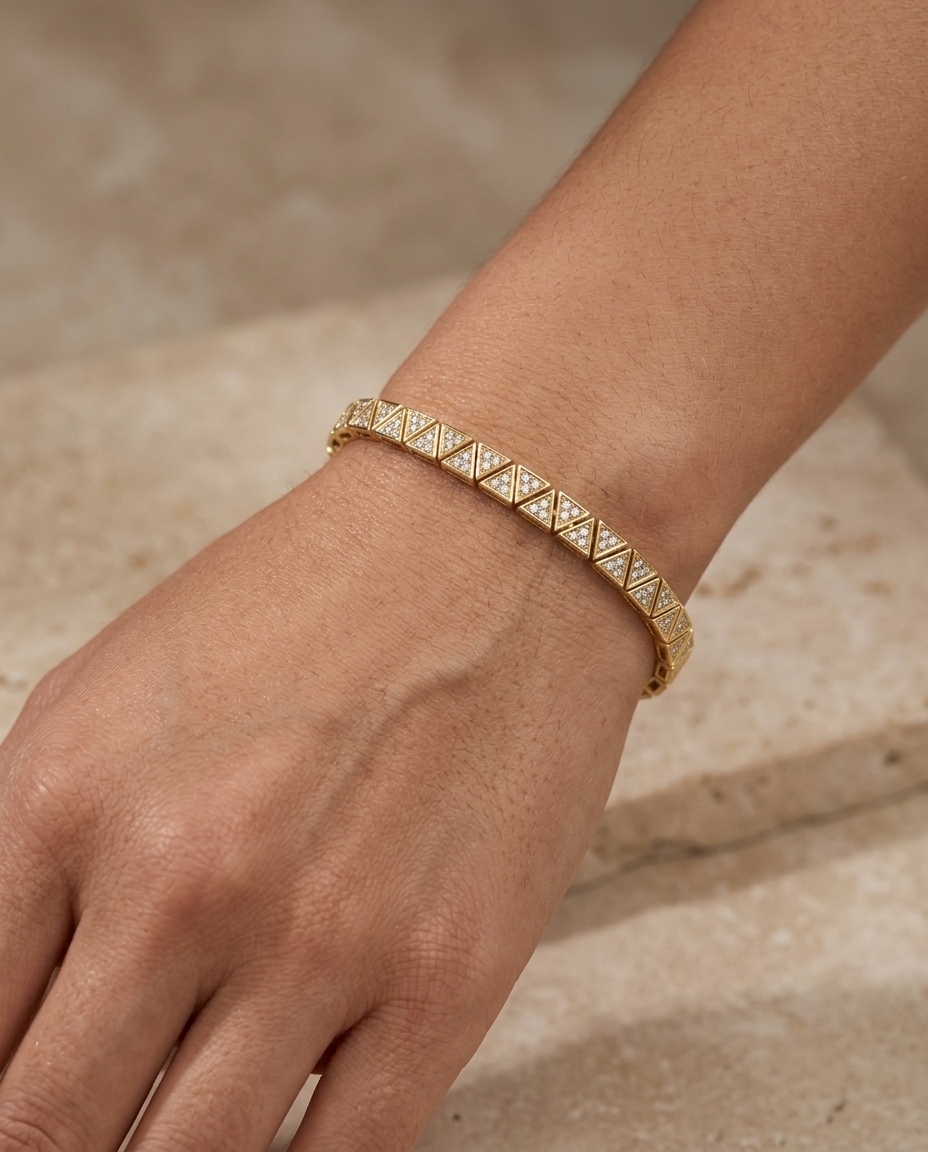 14KT Yellow Gold Diamonds Bracelet on model