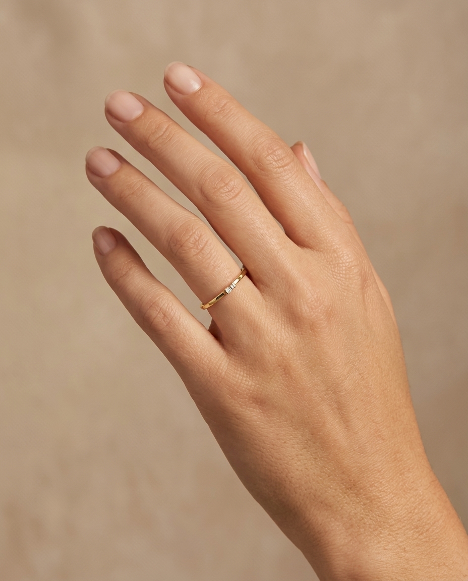 14KT Yellow Gold Diamond Ring on model