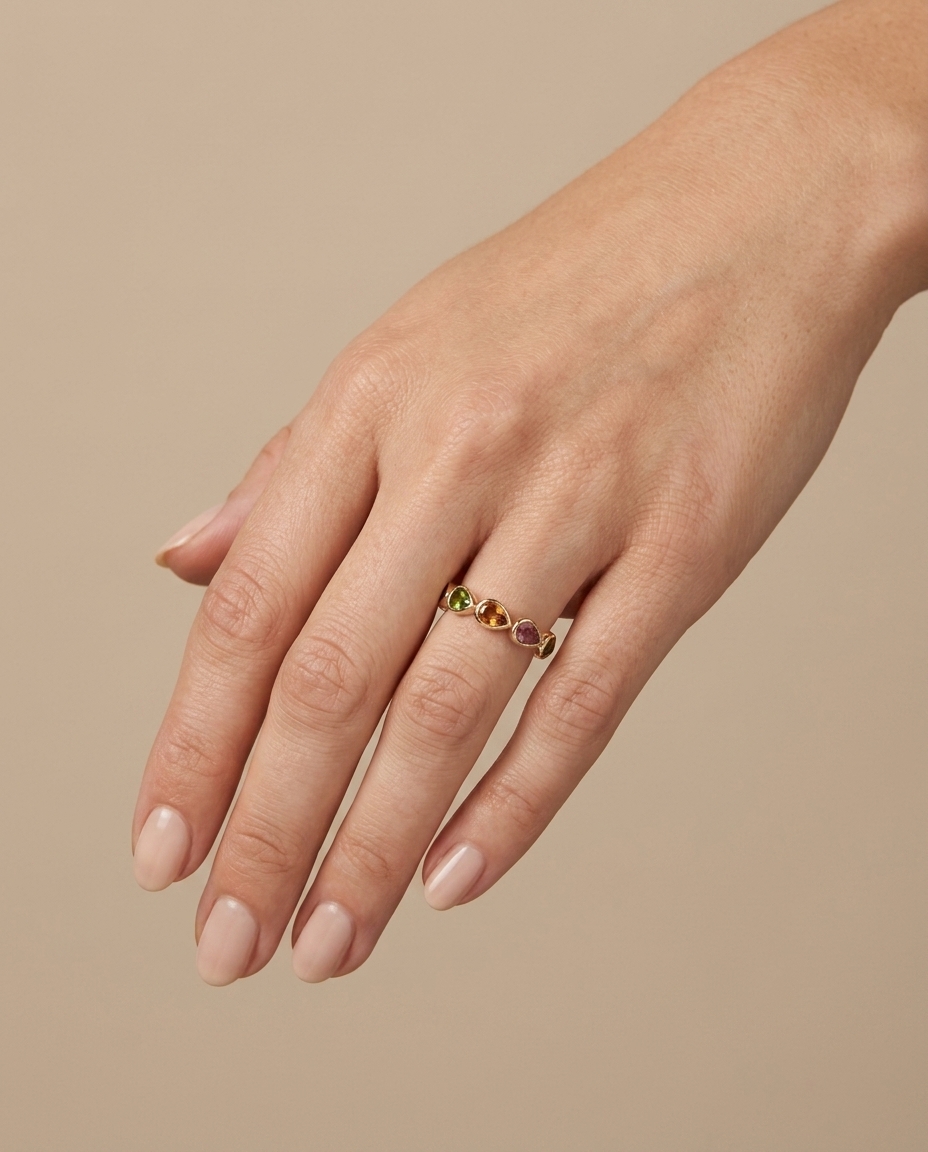 18KT Yellow Gold Tourmaline Ring on model