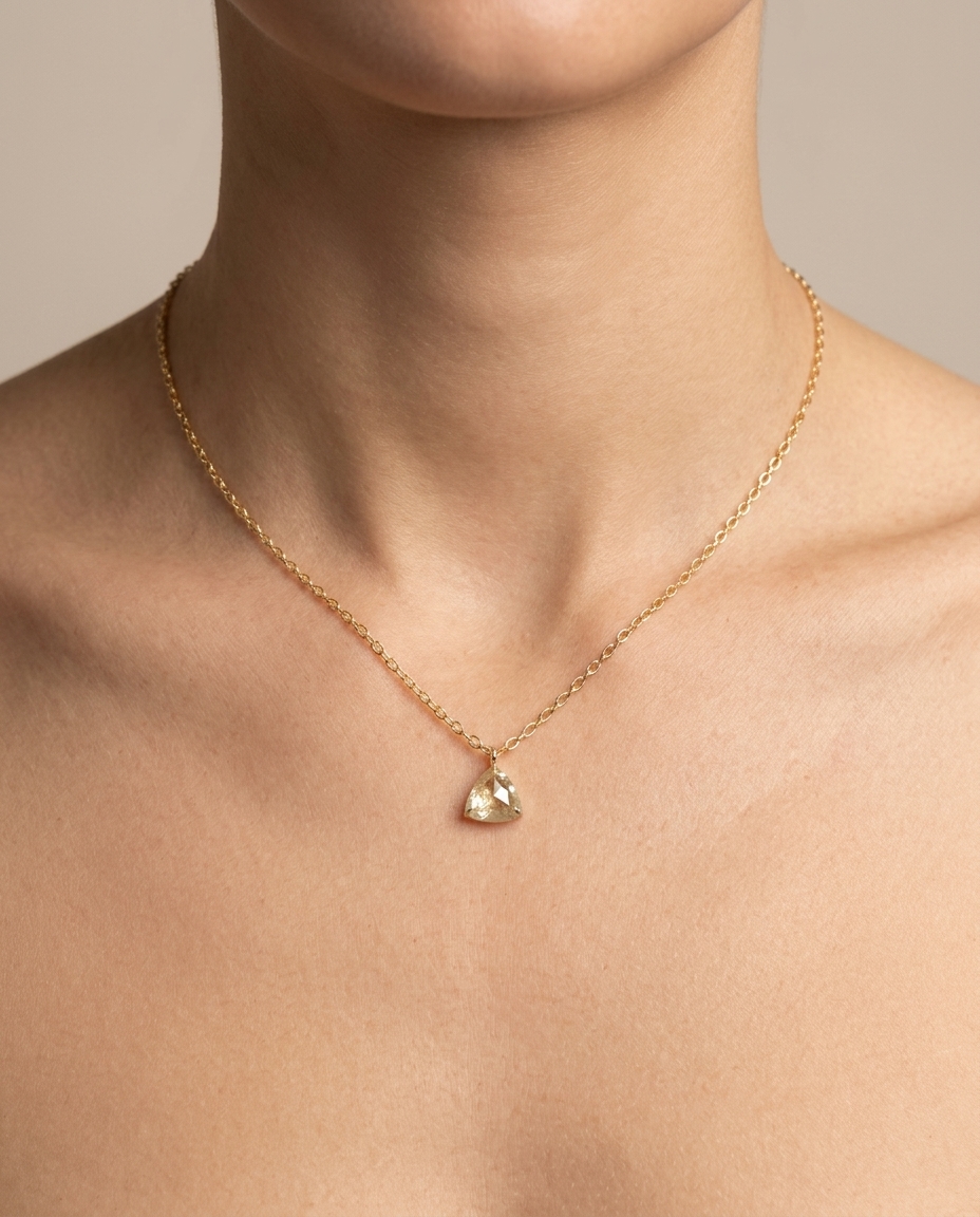 14KT Yellow Gold Diamond Rose Cut Necklace on model