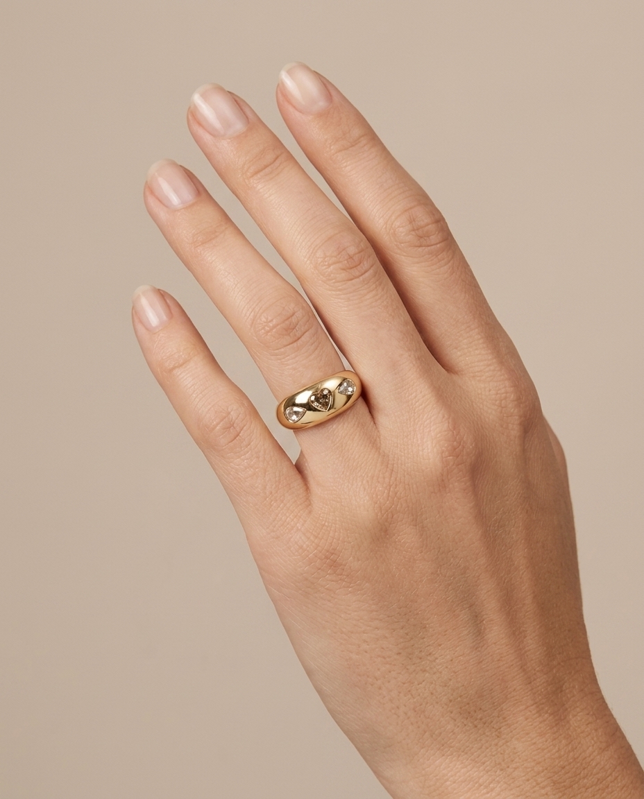 14KT Yellow Gold Champagne Diamond Ring on model