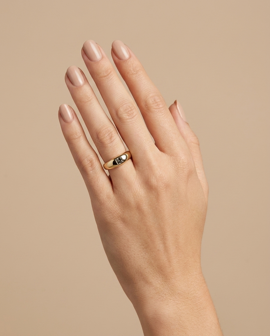 14KT Yellow Gold Champagne Diamond Ring on model