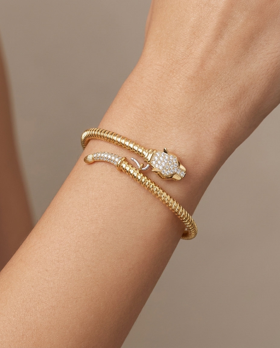 14KT Yellow Gold Diamond Bracelet on model