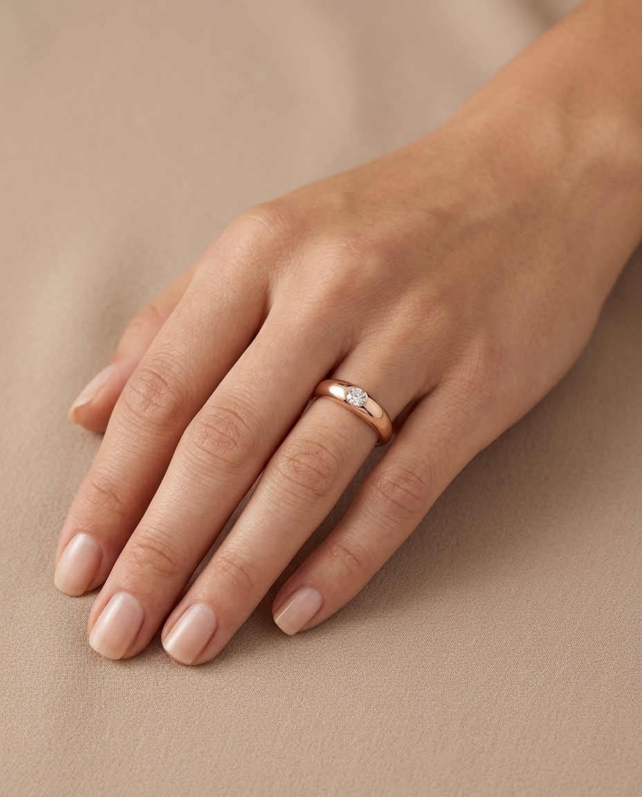 14KT Gold Diamond Ring on model