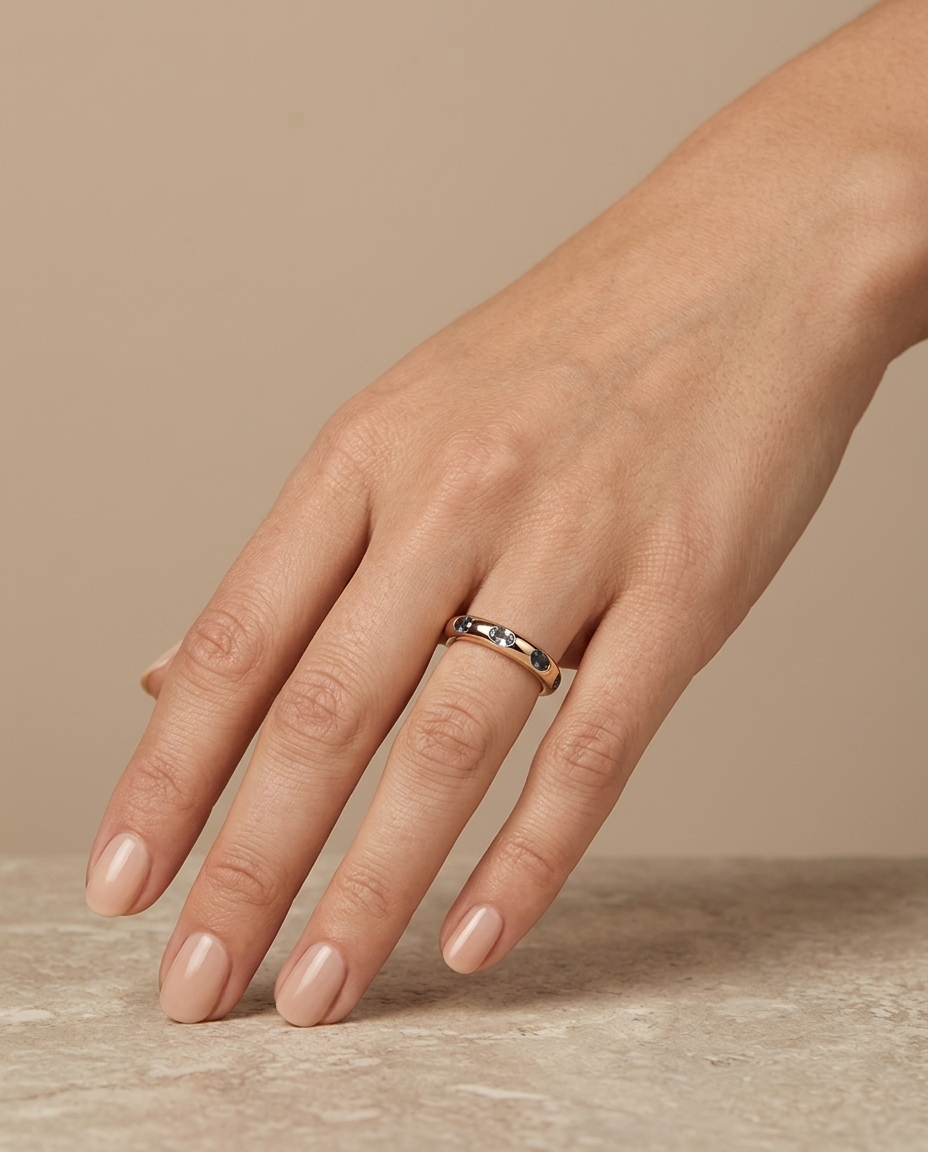 14KT Yellow Gold London Blue Topaz Ring on model