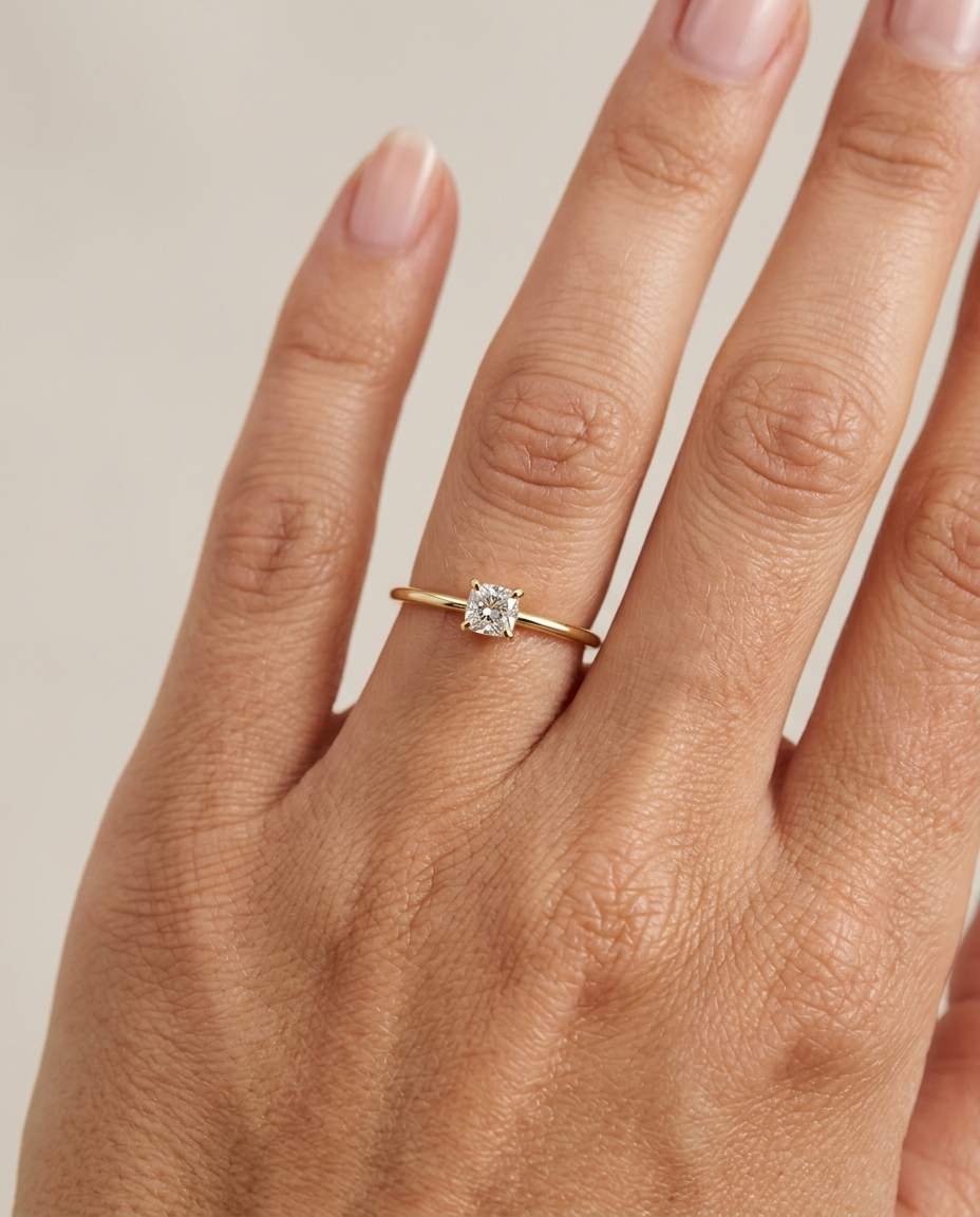14KT Yellow Gold Diamond Ring on model