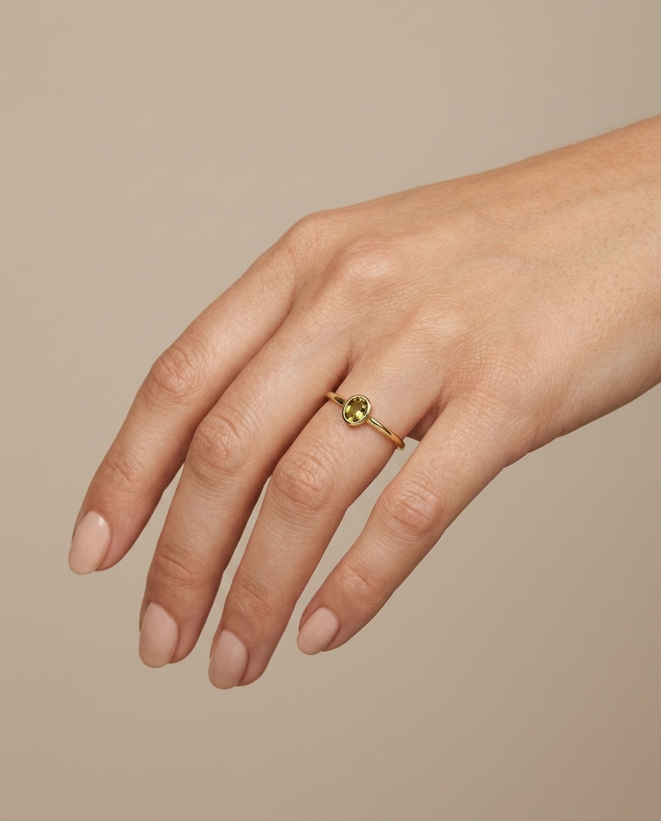Gold Ring with Diamond on model