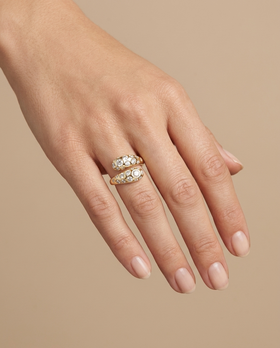 14KT Yellow Gold with Diamond Wrap Around Ring on model