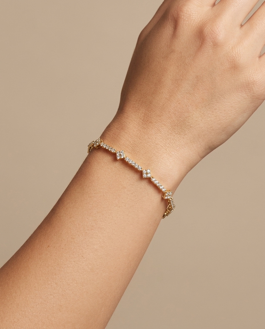 14KT Yellow Gold Diamond Bracelet on model