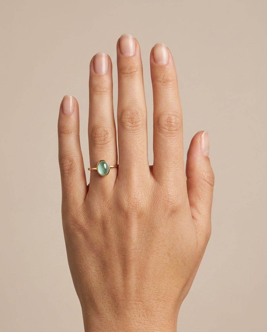 14KT Yellow Gold Tourmaline Ring on model