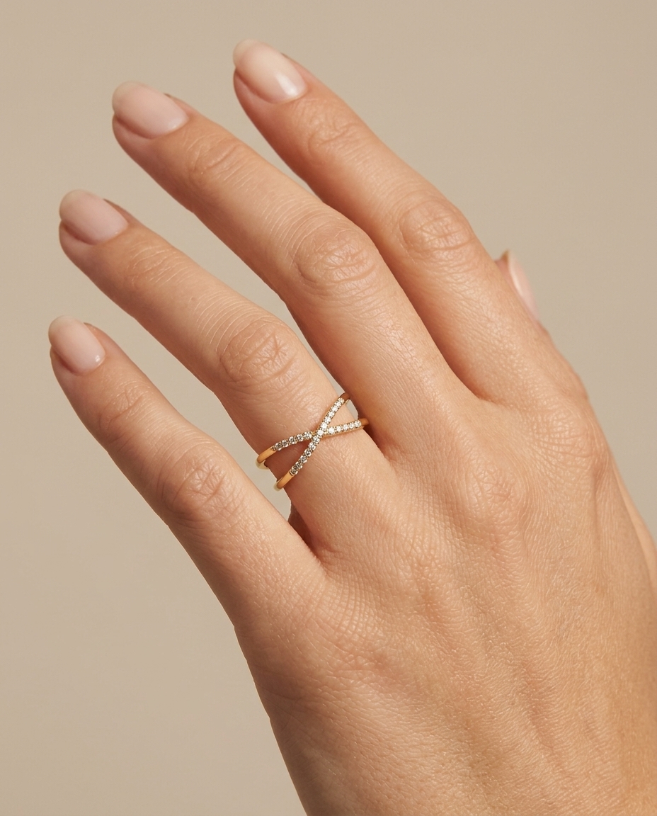 14KT Yellow Gold Diamond Ring on model