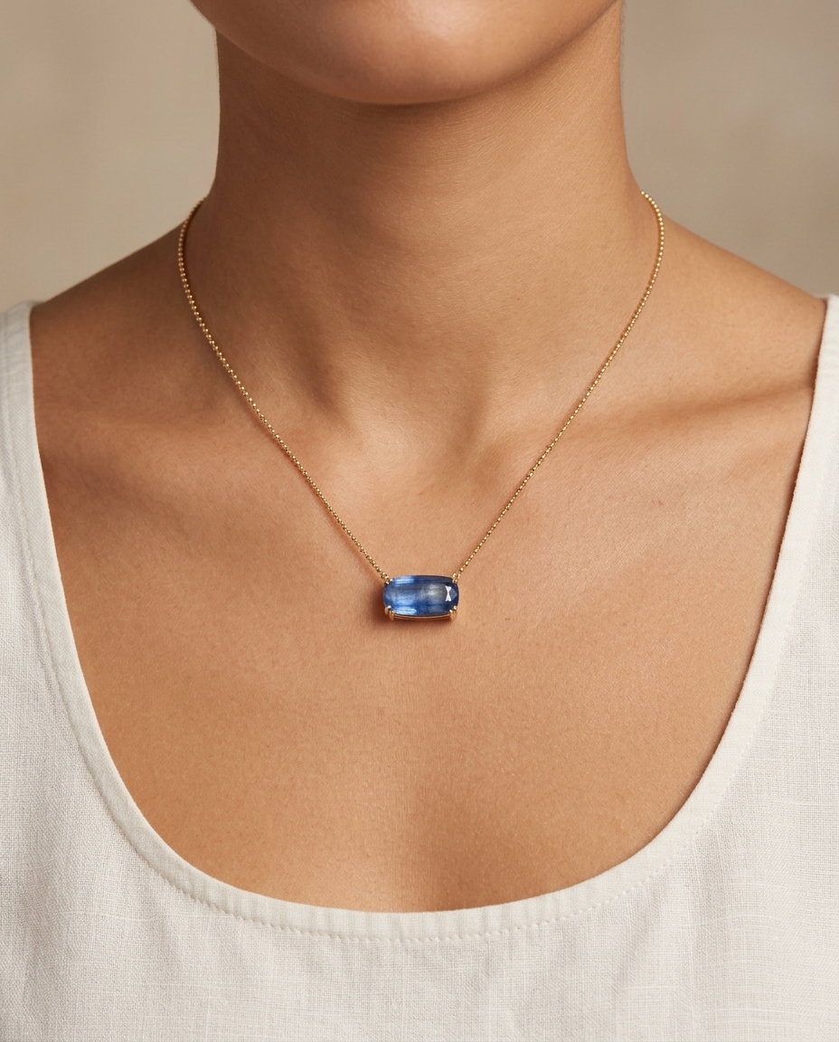 14KT Yellow Gold Kynite Necklace on model