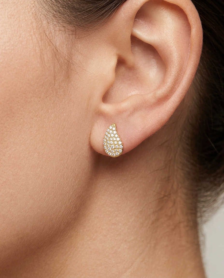 14KT Gold Diamond Earring view 2