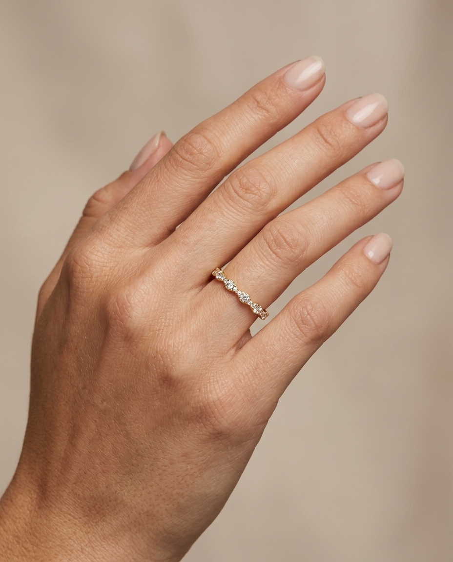 14KT Yellow Gold Diamond Ring on model