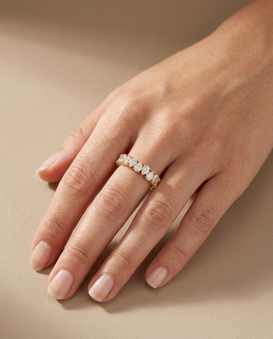 14KT Yellow Gold Diamond Ring on model