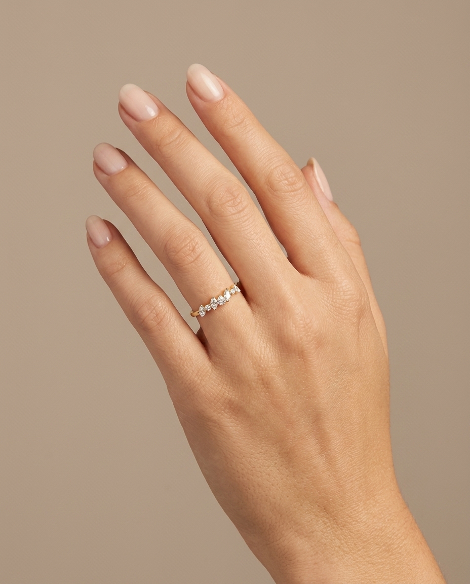 14KT Gold Diamond Ring on model