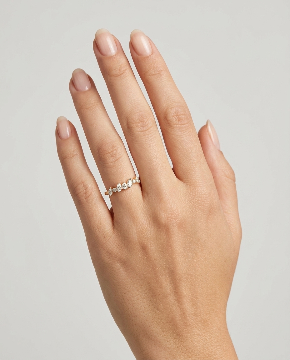14KT Gold Diamond Ring on model