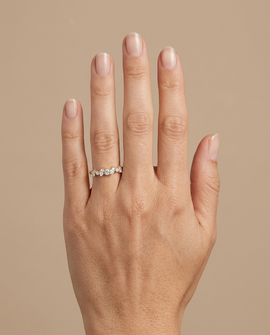 14KT Gold Diamond Ring on model