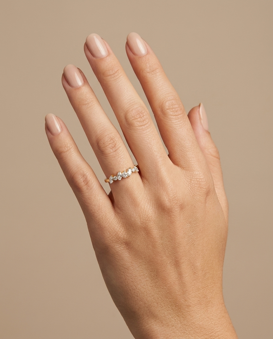 14KT Gold Diamond Ring on model