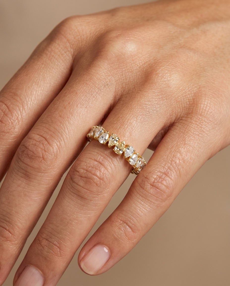 14KT Yellow Gold Diamond Wrap Around Ring on model