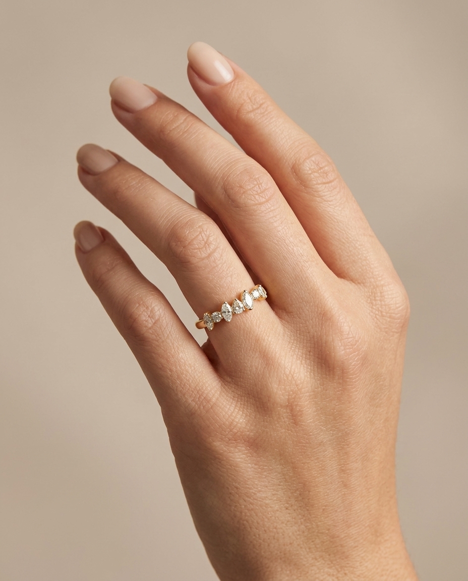 14KT Yellow Gold Diamond Ring on model