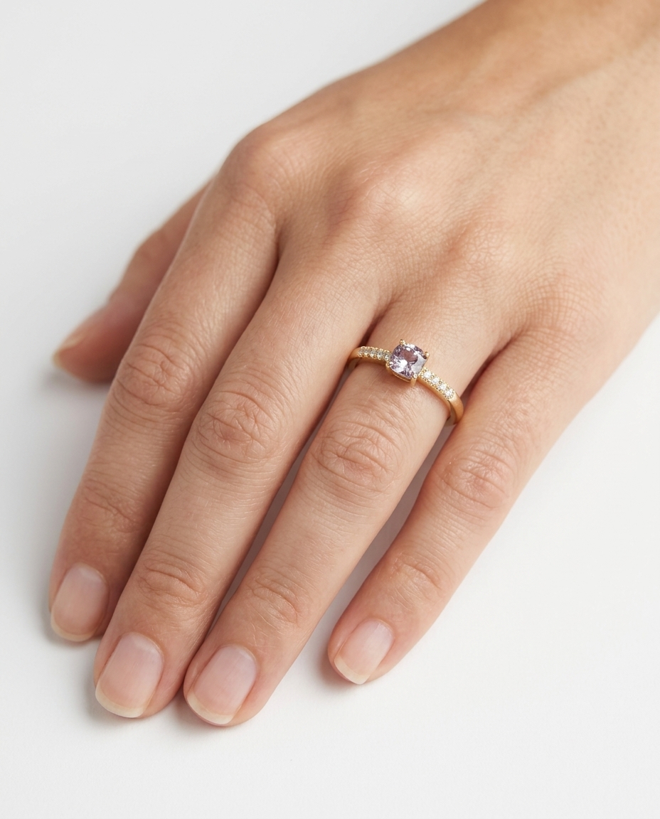 18KT Yellow Gold Fancy Diamond Ring on model