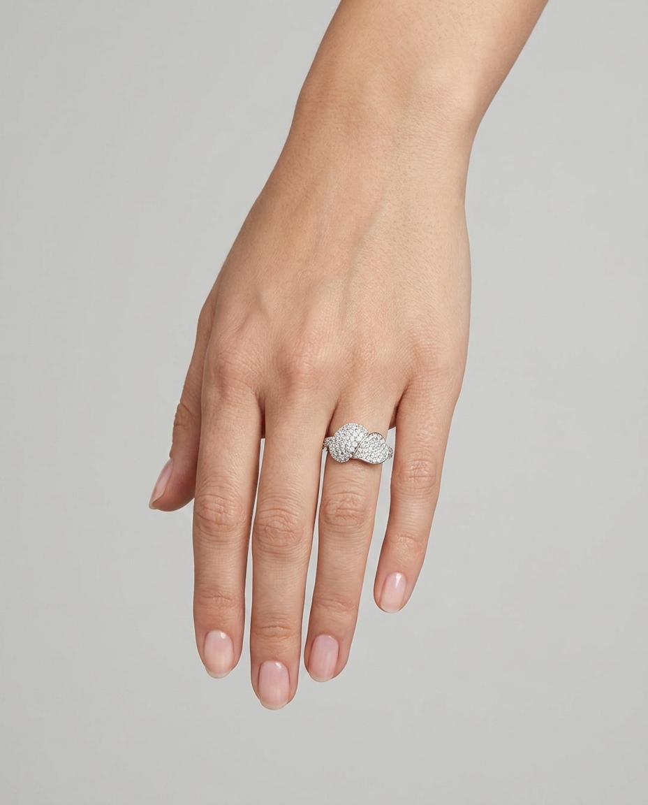 18KT White Gold Diamond Ring on model