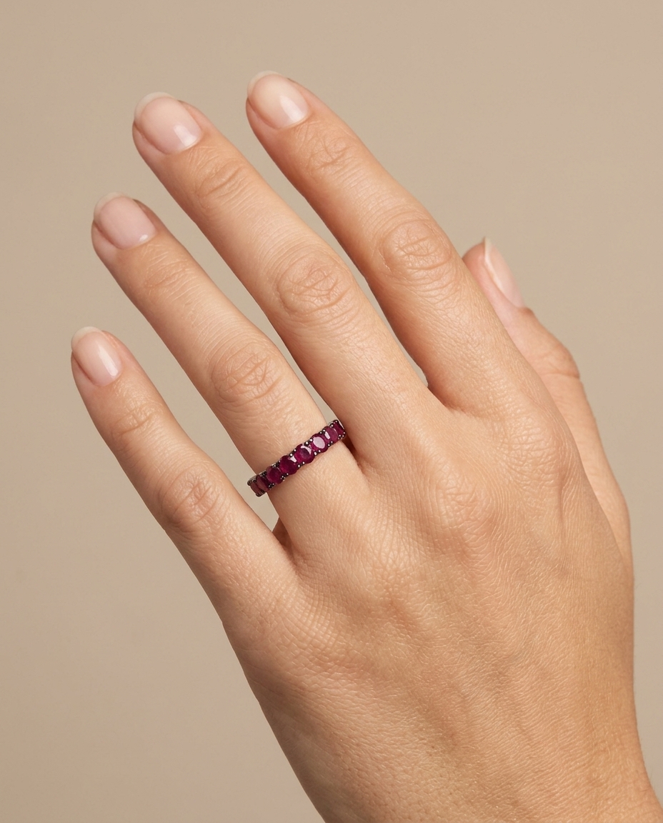 18KT White Gold Ruby Ring on model