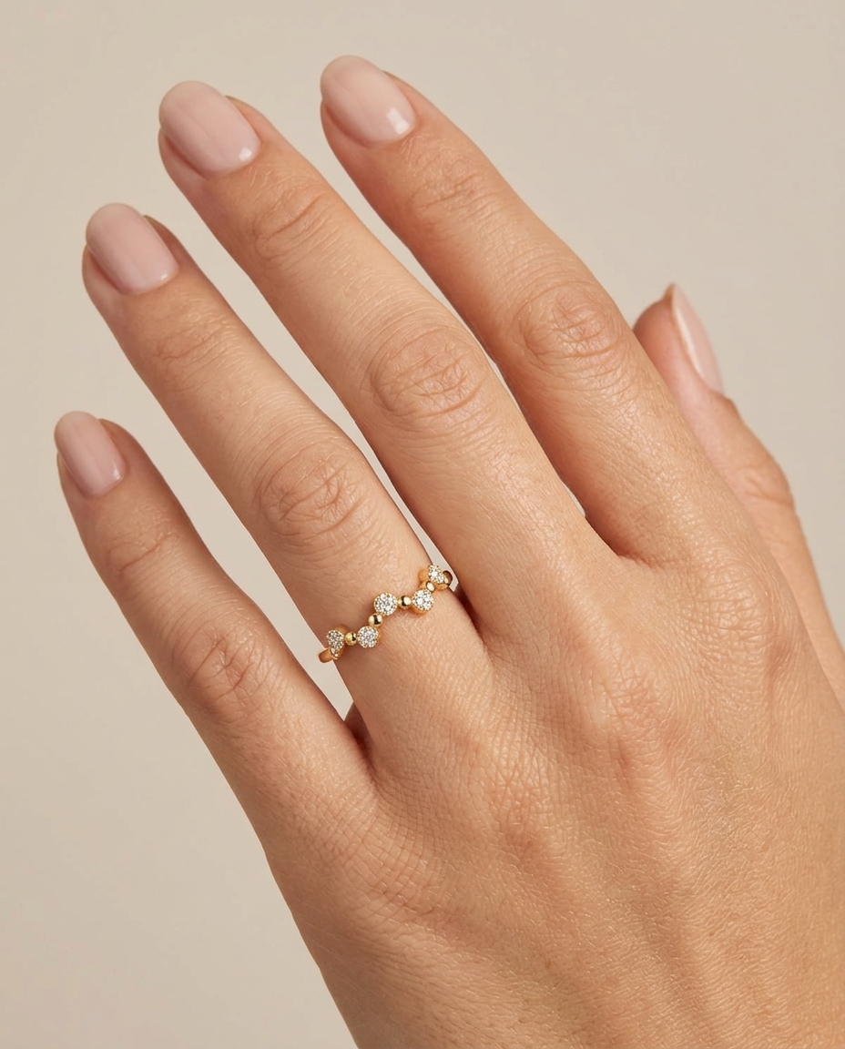 14KT Yellow Gold Diamond Ring on model