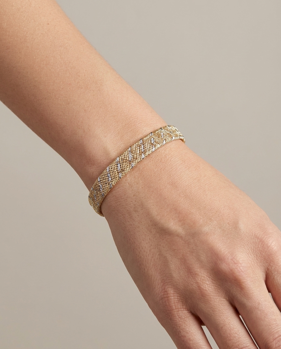 14KT Yellow Gold Stretch Bracelet on model