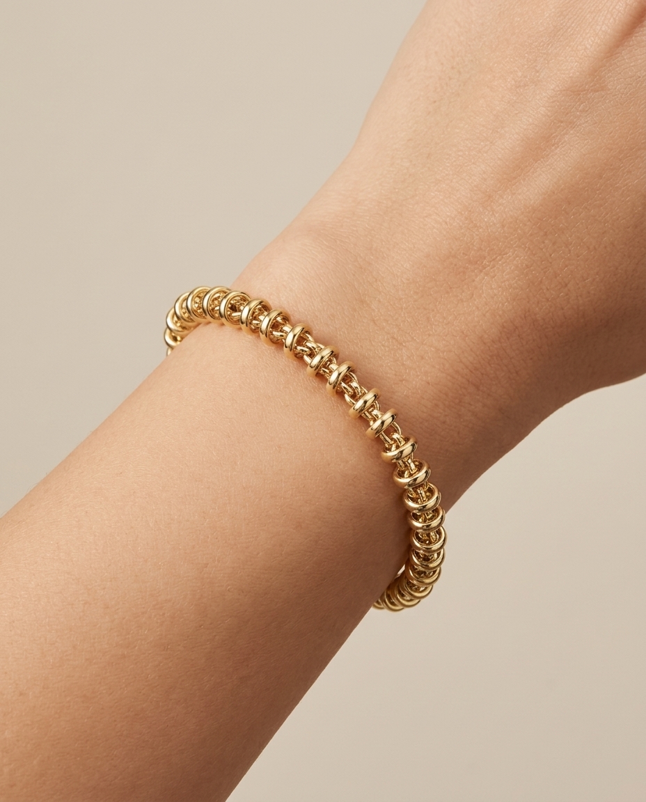 14KT Yellow Gold Bracelet 7.5" on model