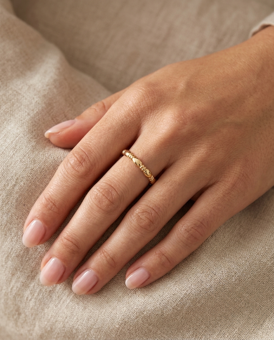 Plain Ring in Yellow Gold on model