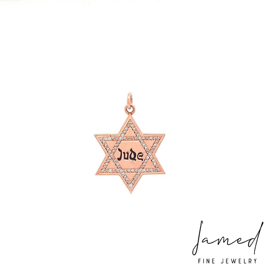 Star of David Jude Pendant with Diamonds in Rose Gold