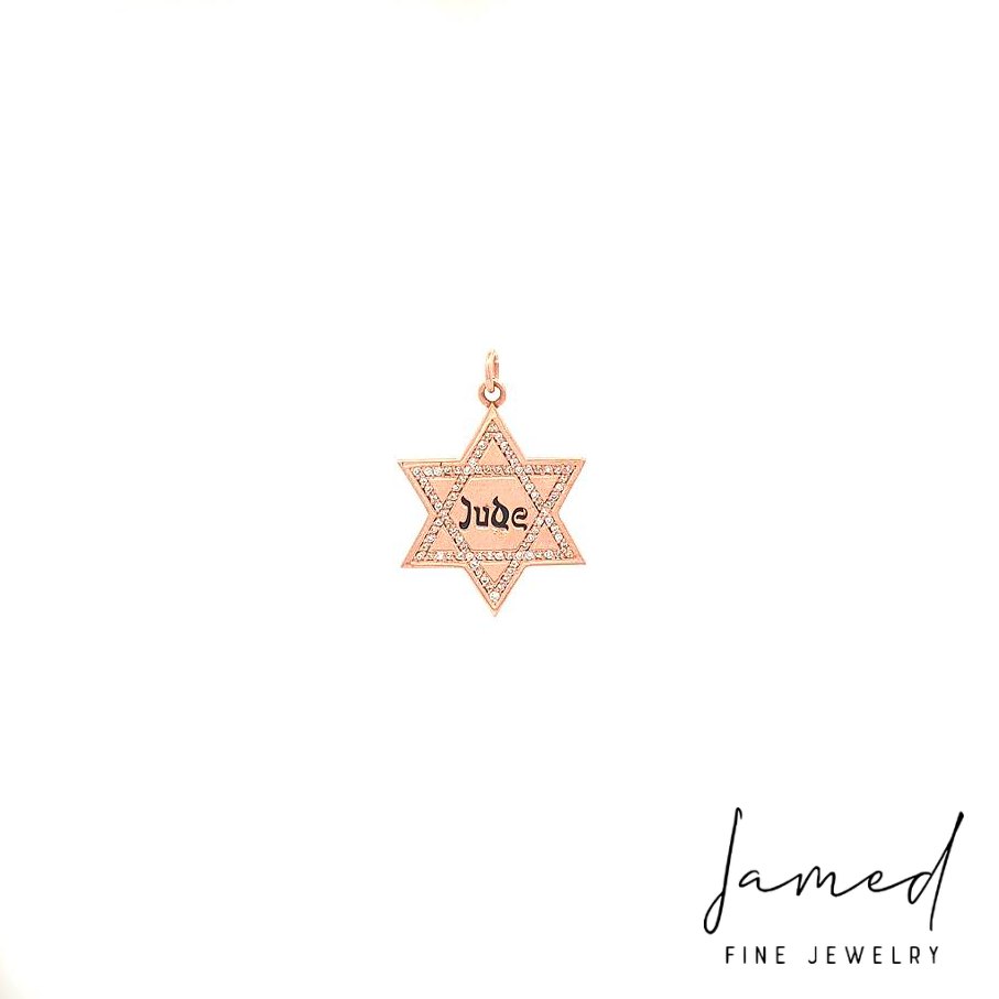 Star of David Jude Pendant with Diamonds in Rose Gold