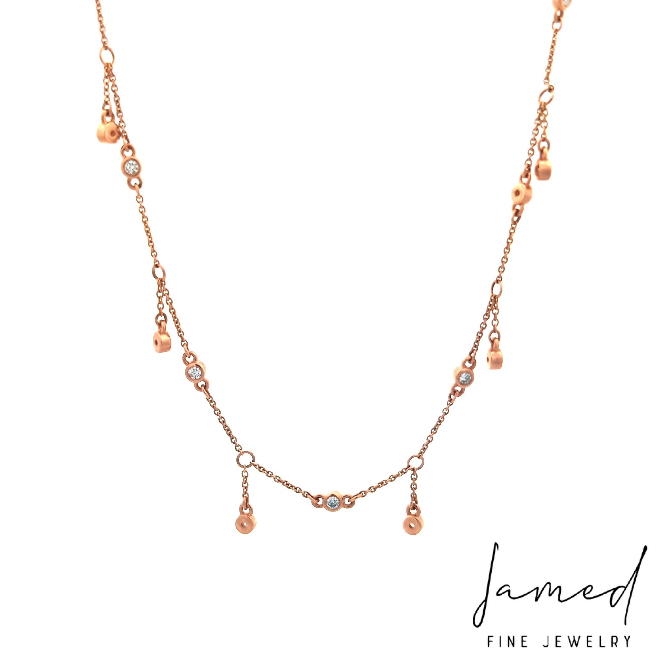 Diamond Dangling Necklace in Rose Gold