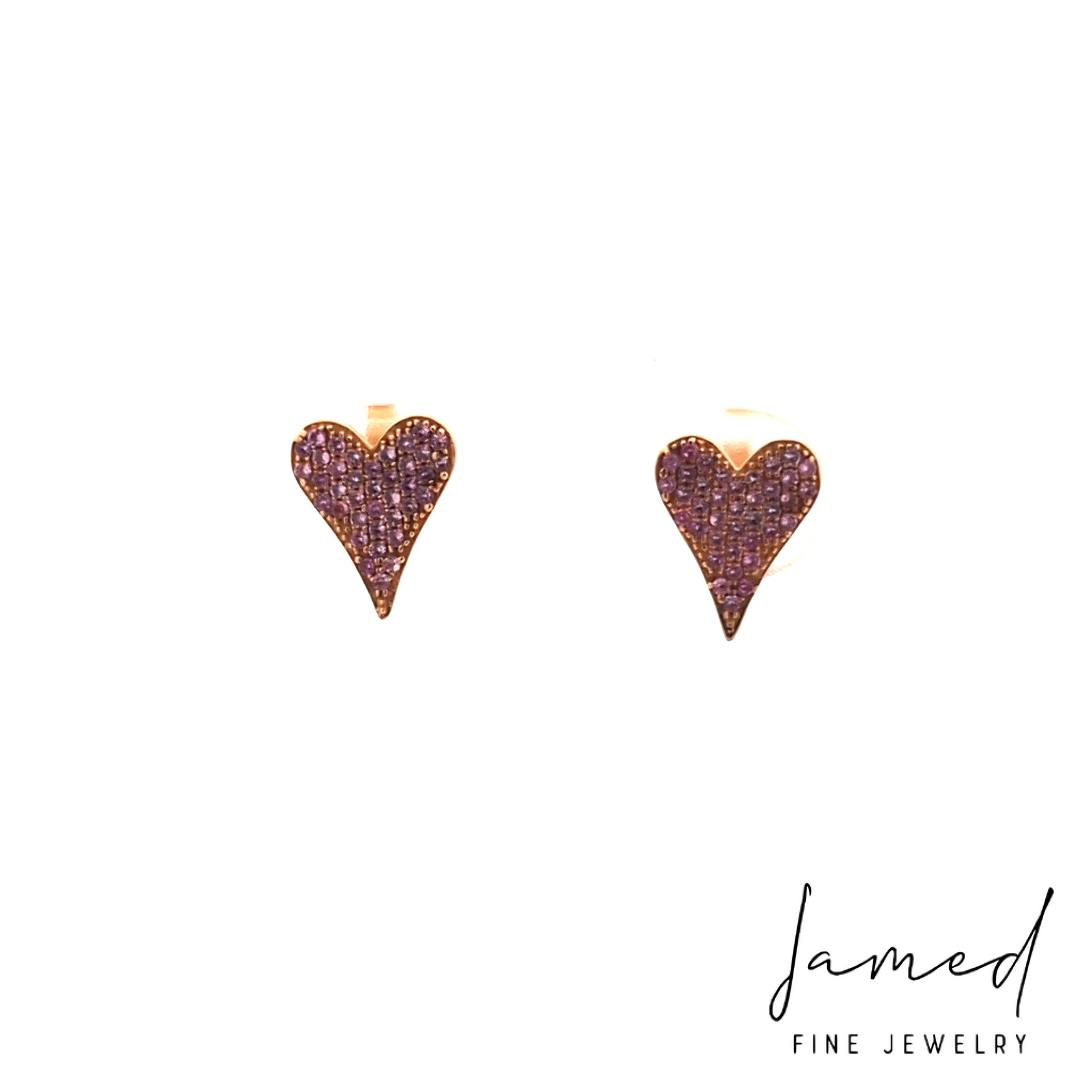 Pink Sapphire Heart Earring in Rose Gold