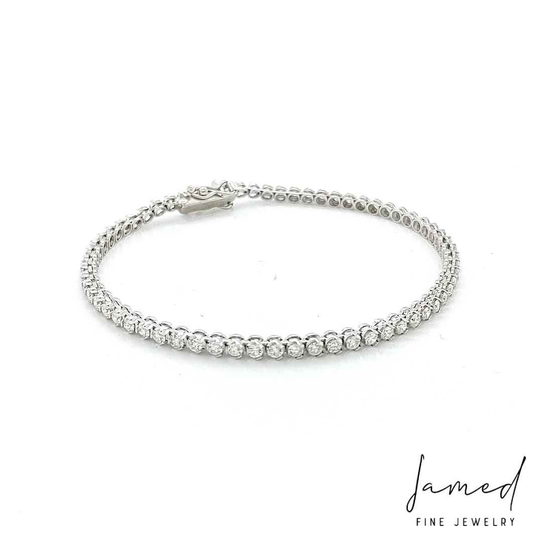 Tennis Bracelet White 3pt Round in White Gold