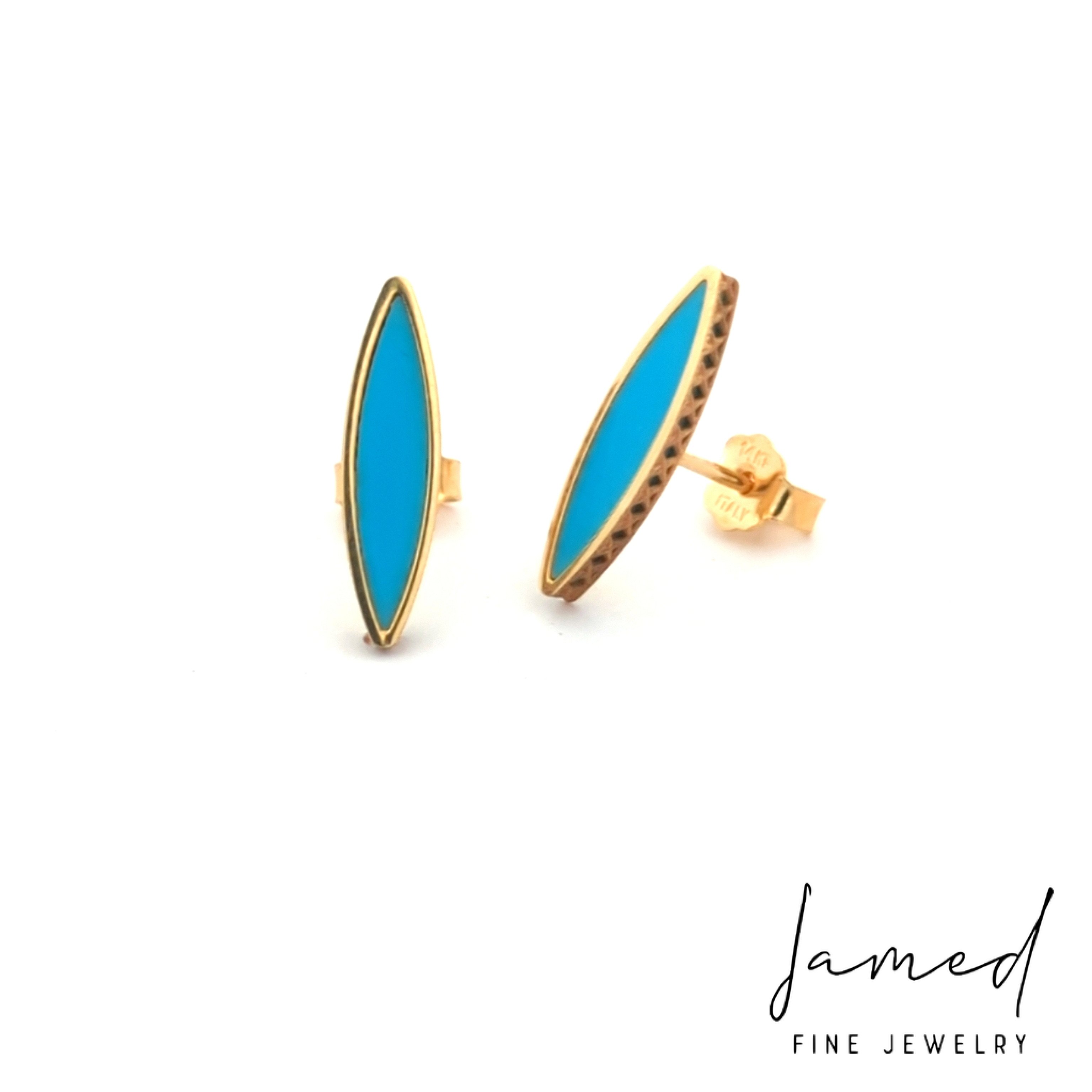 Turquoise Earring in Yellow Gold
