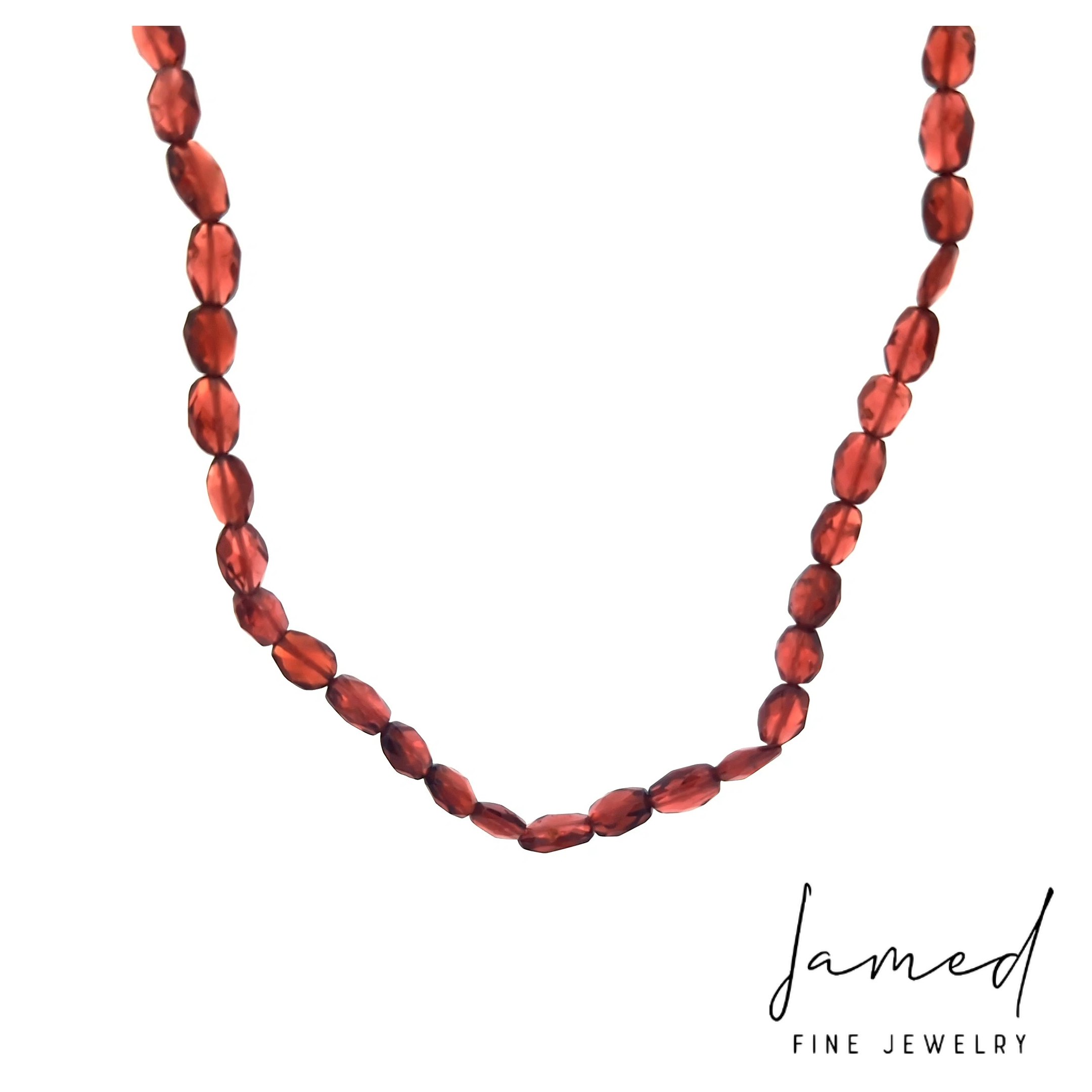 Mozambique Garnet Oval Beaded Necklace
