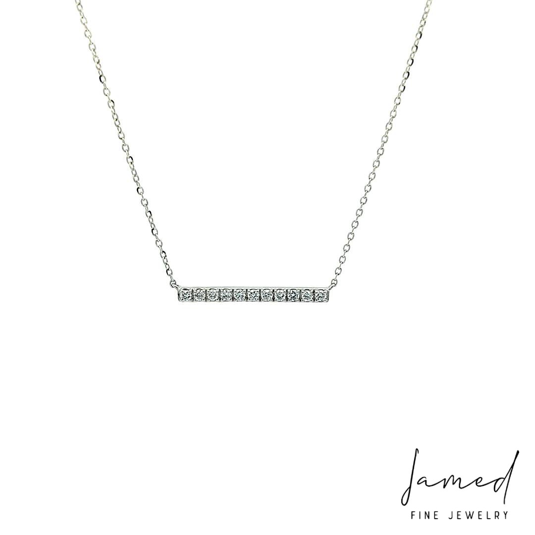 Diamond Horizontal Single Row Bar Necklace with in White Gold