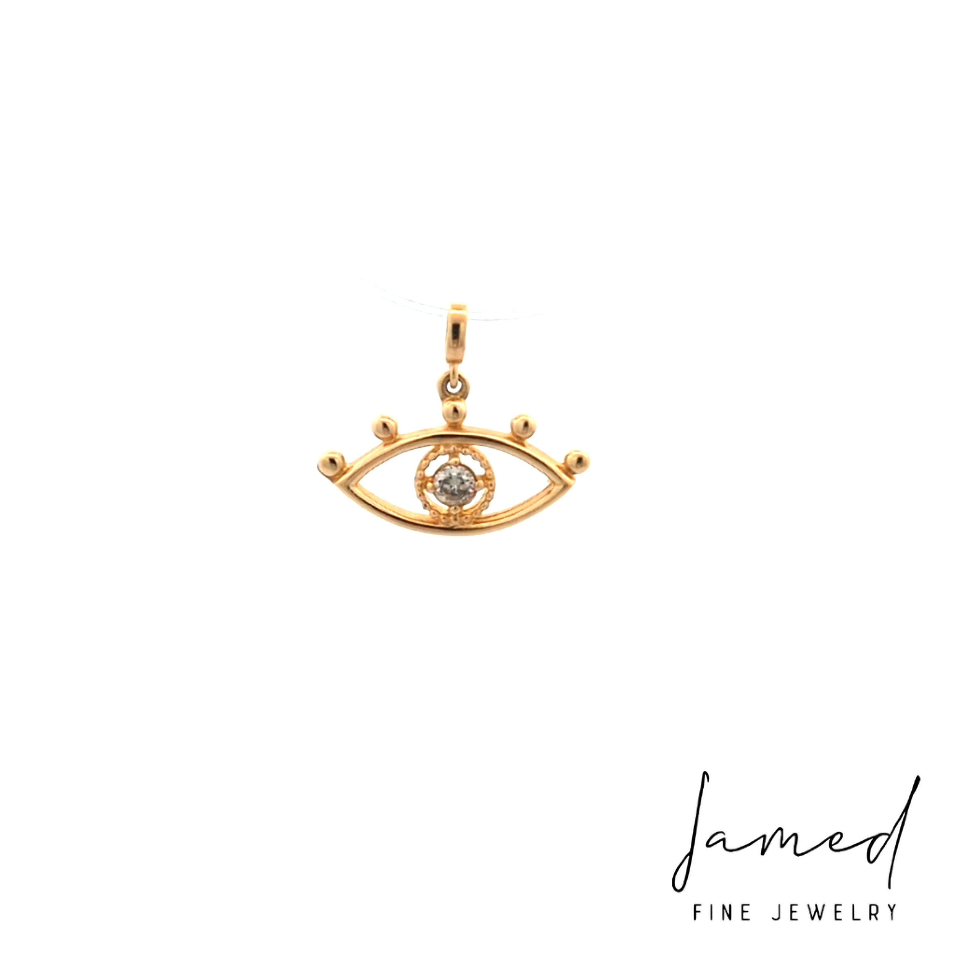 Evil Eye Charm in Yellow Gold