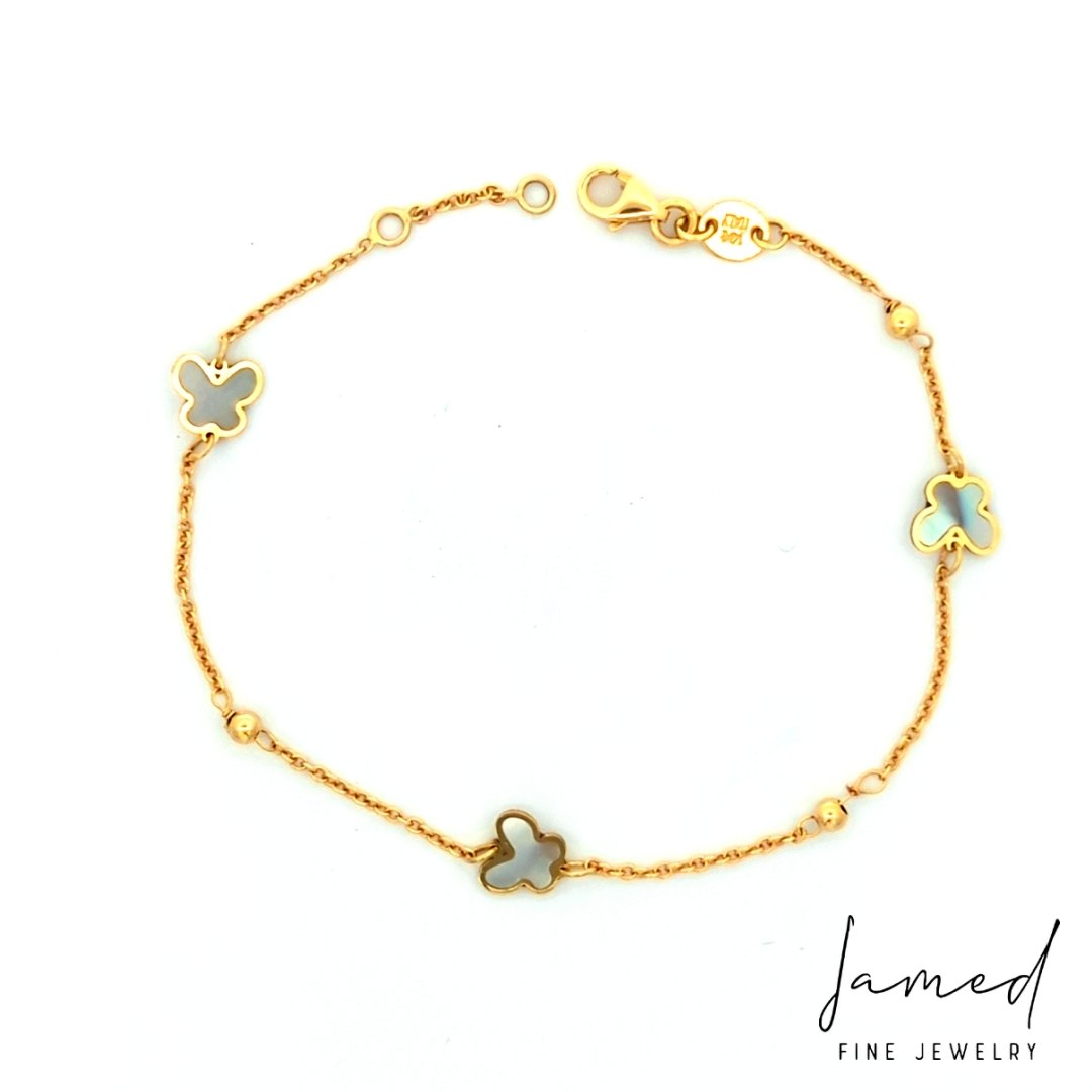 Mop 3 Buterfly Bracelet in Yellow Gold