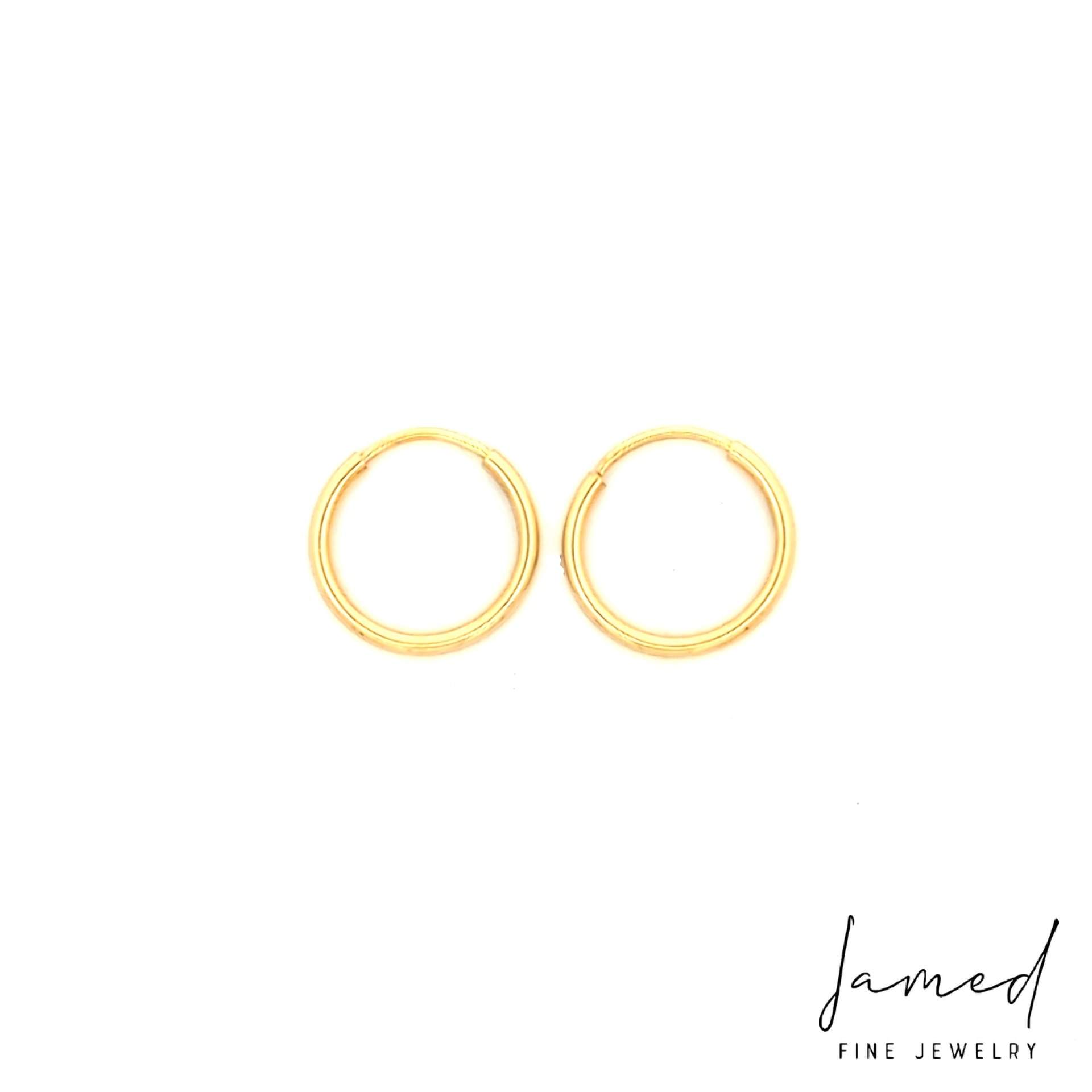 Plain Thin Huggies Earring in Yellow Gold