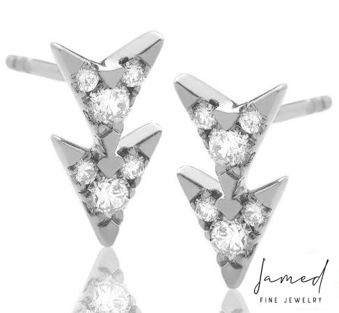 Double Row Diamond Earrings in White Gold