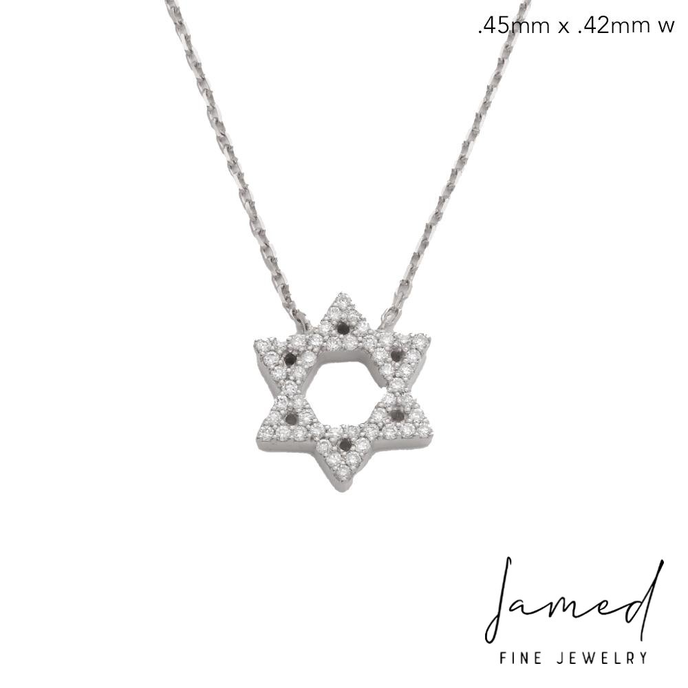 Diamond Star of David Necklace in White Gold