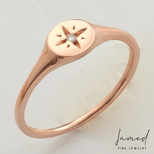 1 Stone Star Diamond Ring in Rose Gold