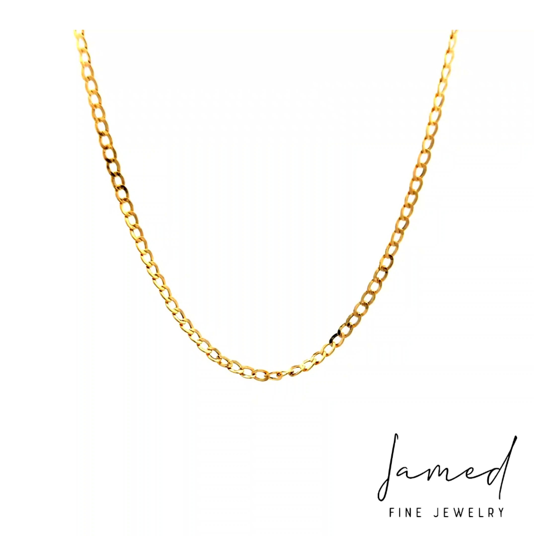 Hollow Light Curb Chain in Yellow Gold