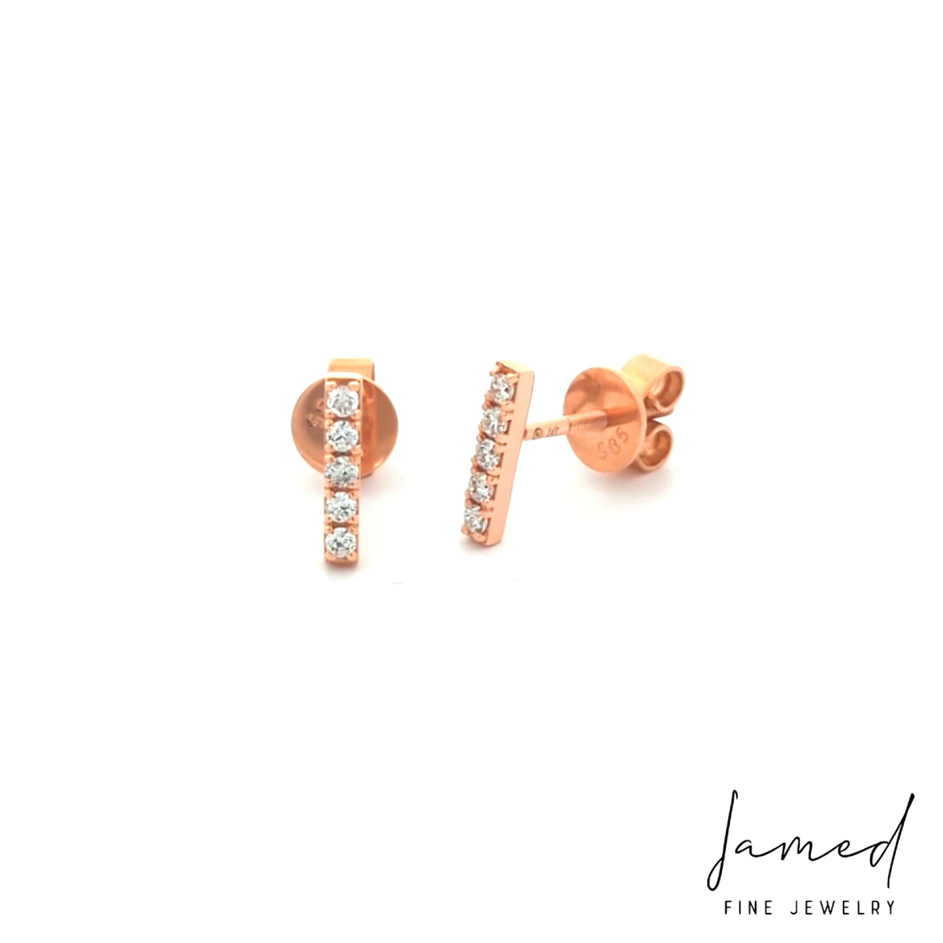 Bar Stud Diamond Errings in Rose Gold