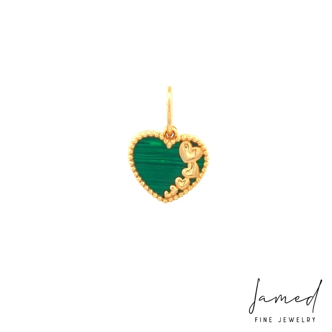 Malachite Heart Pendant in Yellow Gold